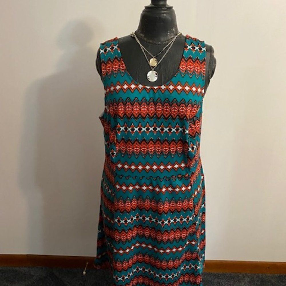 K Jordan scoop neck multi-color sleeves dress, size 1X